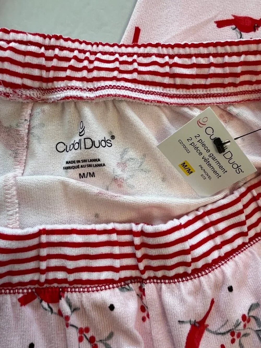 Title: NEW Cuddl Duds 2 Pc Pajama Set Cardinal Print Pink